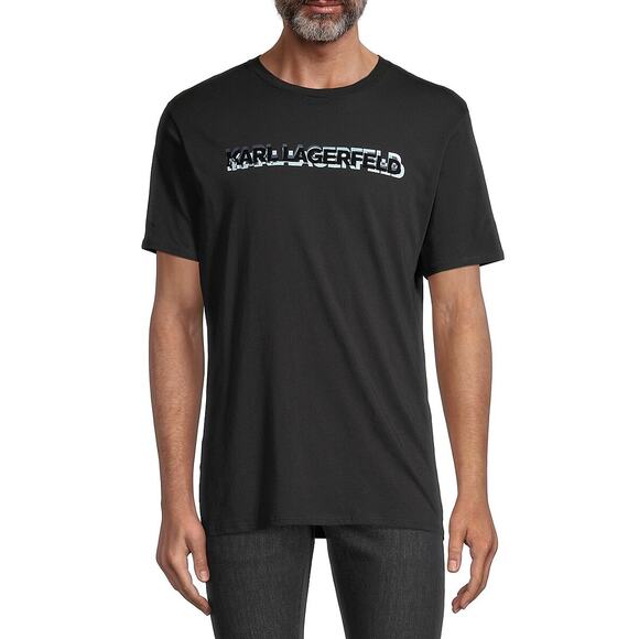 Karl Lagerfeld Flocked Karl Logo Crew T-Shirt, Size S - Black Men's - Picture 1 of 10